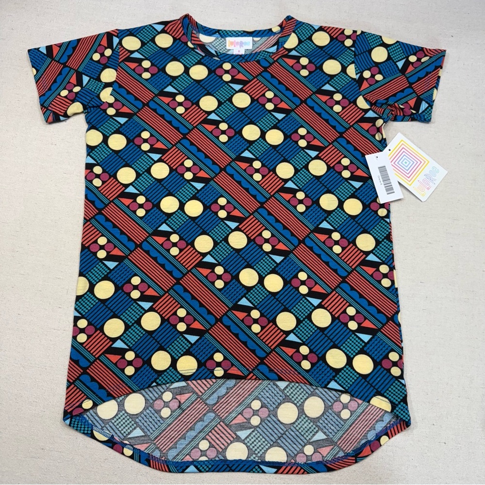 🤠 3/$20 LuLaRoe - Gracie - Colorful Geometric Girls Shirt - Size 8 - NWT